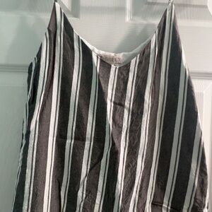 Elaine Rose Gray and White Striped Tank Top